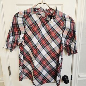J. Crew Multicolor Plaid Blouse